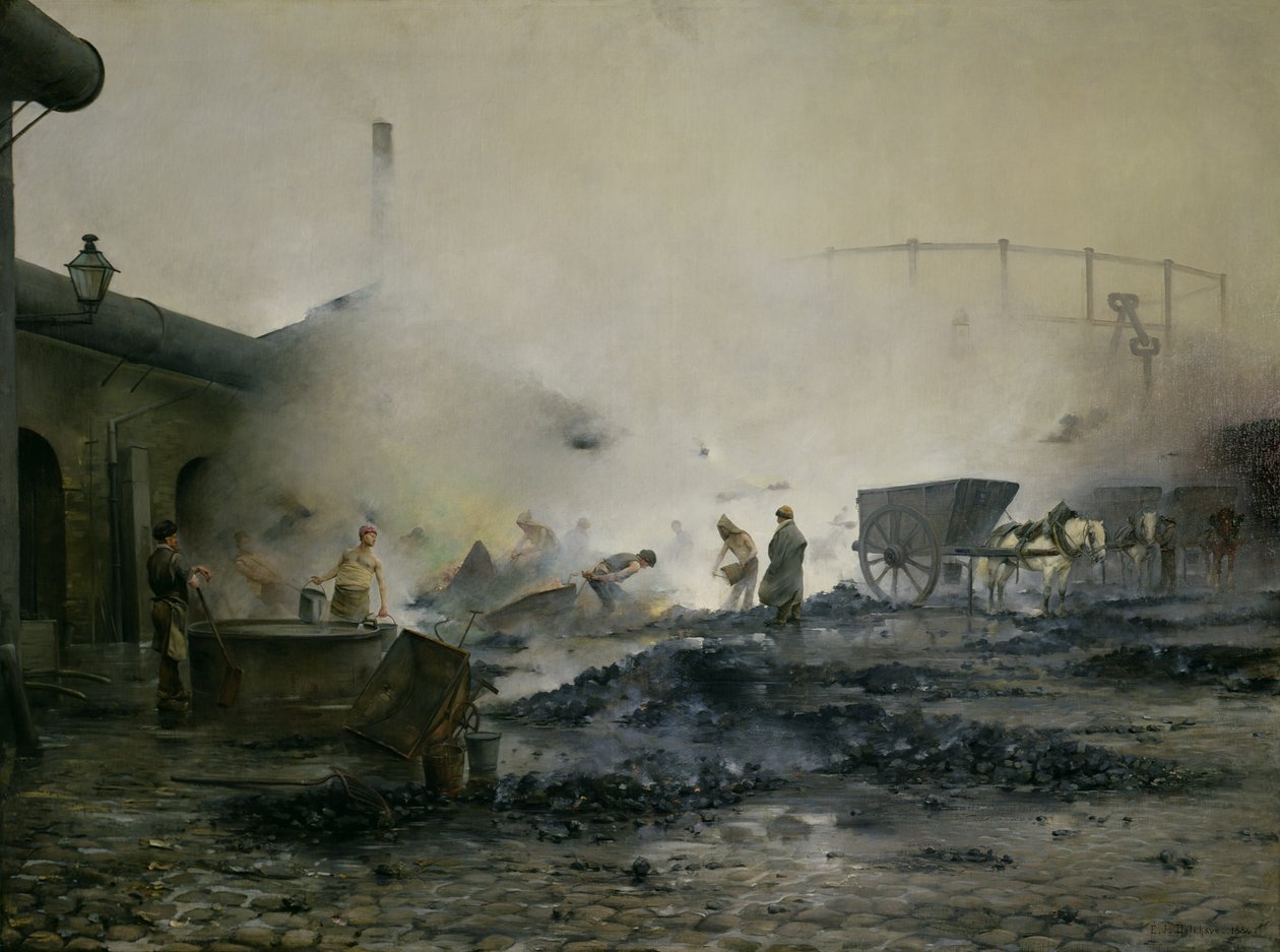 The Gas Factory at Courcelles, 1884 by Ernest Jean Delahaye