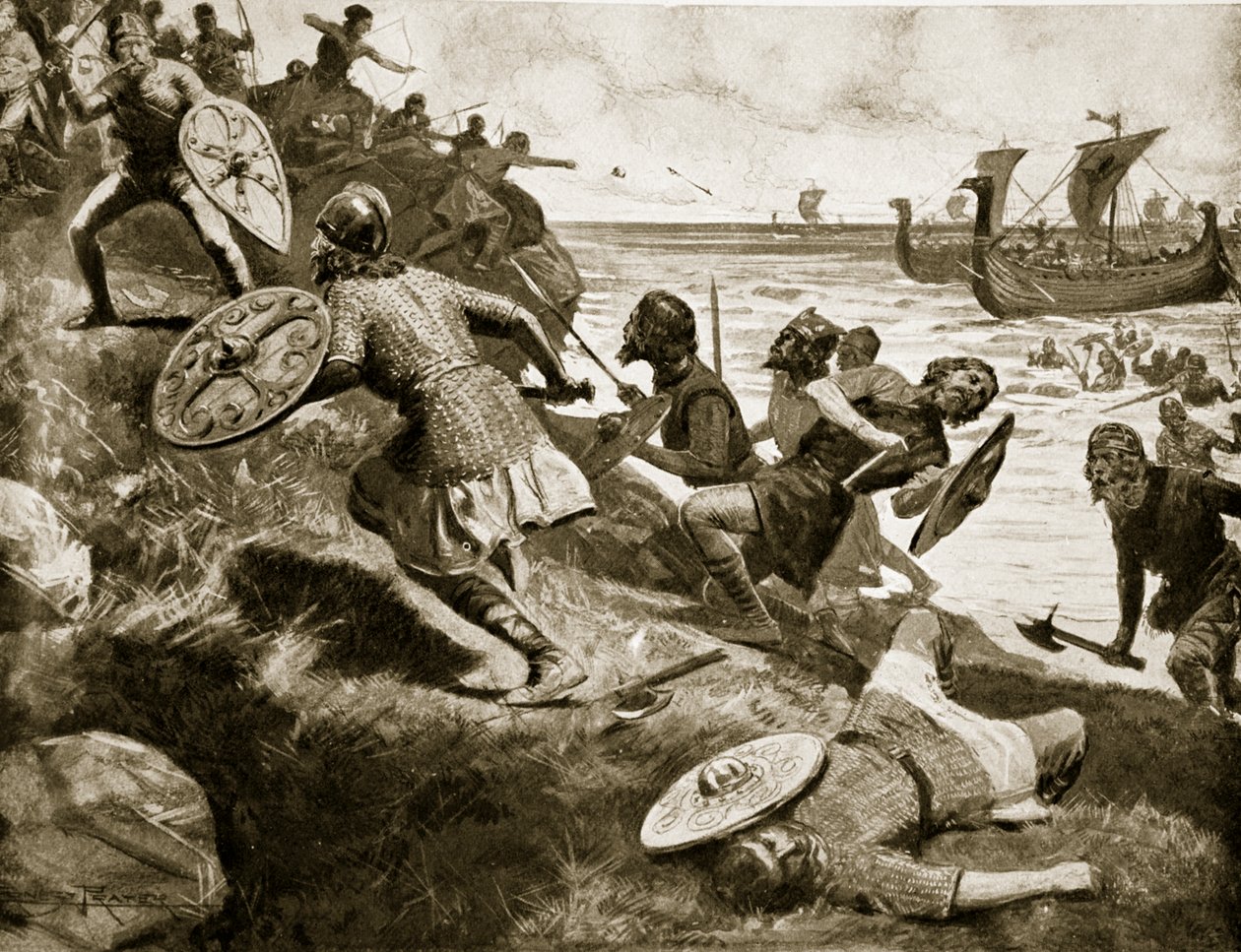 King Caedwalla attacks the Isle of Wight, 686, illustration from 