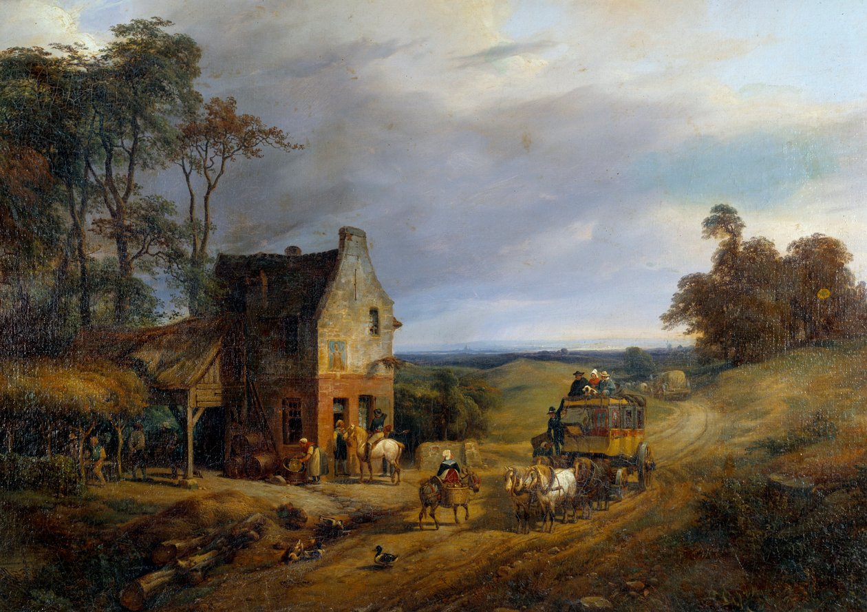 Arrested in front of an inn by Ernest Delahaye