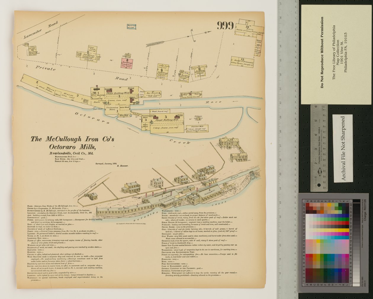 Octoraro Mills, Rowlandville, Maryland, Hexamer General Surveys, 1876 by Ernest Hexamer