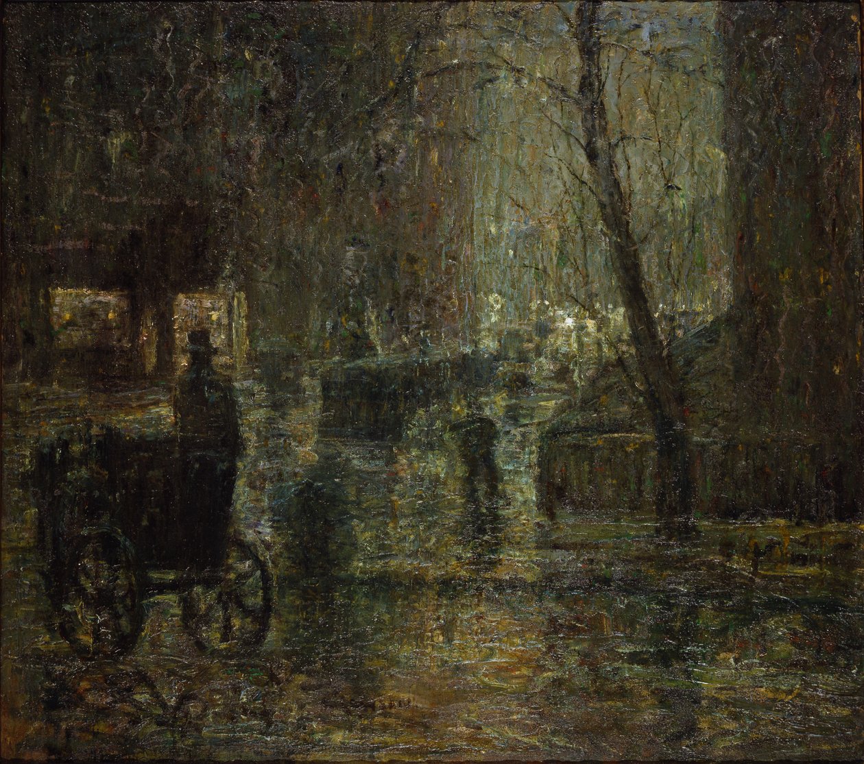 Wet Night, Gramercy Park (After Rain, Nocturne) by Ernest Lawson
