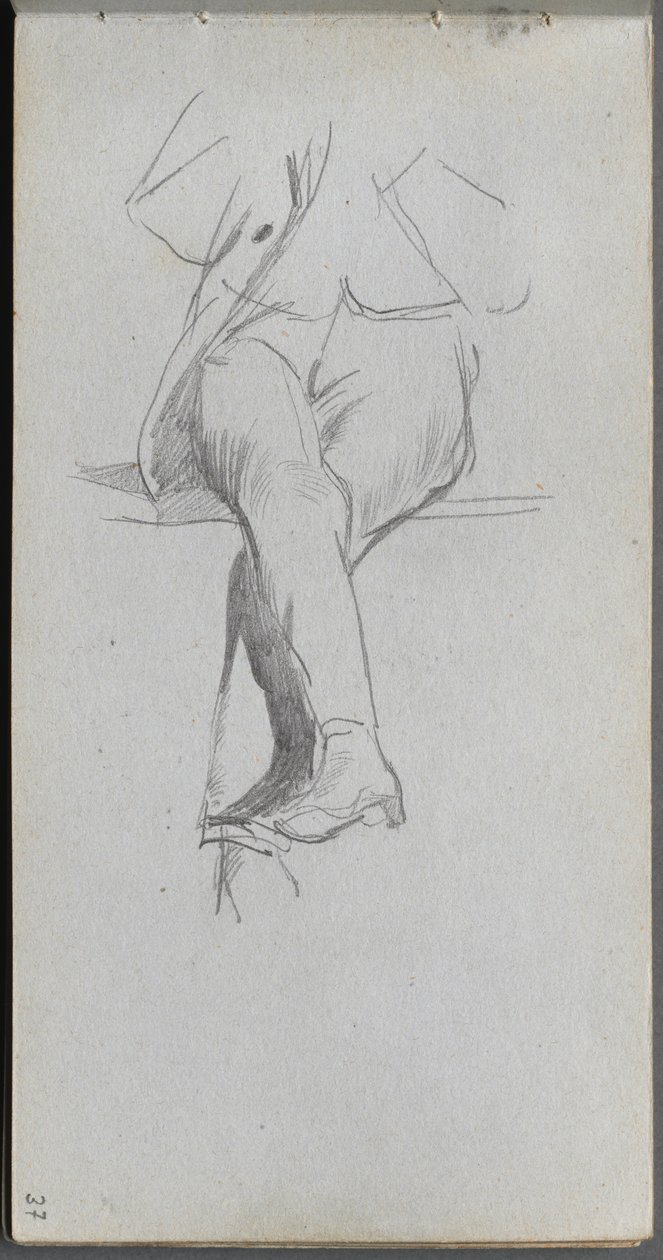 Sketchbook, page 37: Figure Study, crossed legs by Jean Louis Ernest Meissonier
