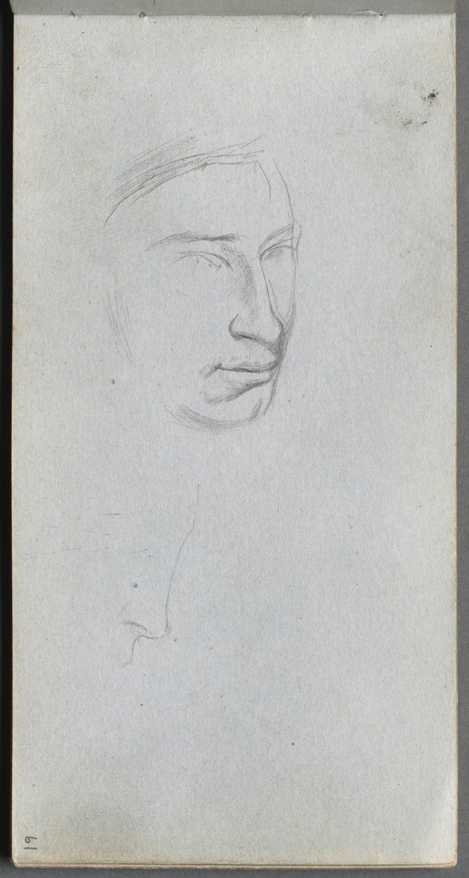 Sketchbook, page 61: Face, 3/4 view profile by Jean-Louis Ernest Meissonier