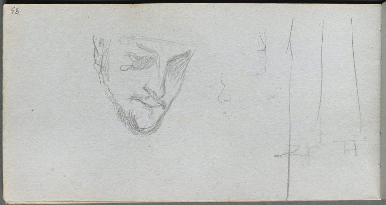 Sketchbook, page 83: Study of a Face, Legs by Jean Louis Ernest Meissonier
