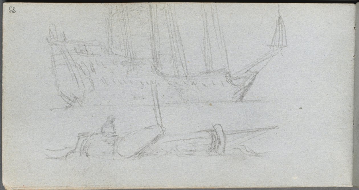 Sketchbook, page 85: Study of a Ship and Buoy by Ernest Meissonier