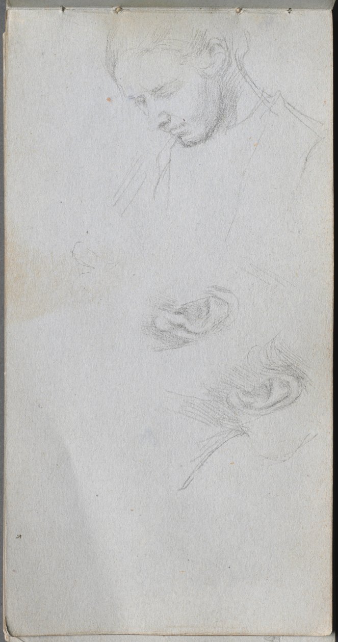 Sketchbook, Page 96: Study of a Face, Ears by Jean Louis Ernest Meissonier