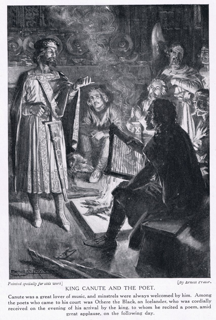 King Canute and the poet by Ernest Prater: Fine art print
