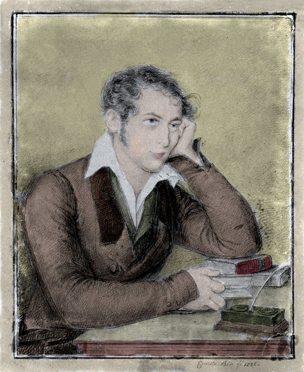 Portrait of the Patriot, Philosopher, Political Thinker Carlo Cattaneo (1801-1869) by Ernesta Legnani