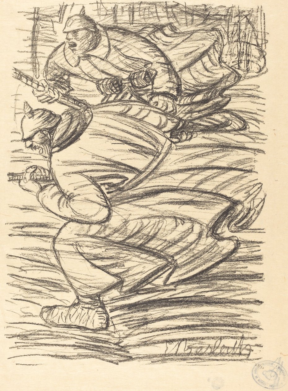 The Assault, published 1915 by Ernst Barlach