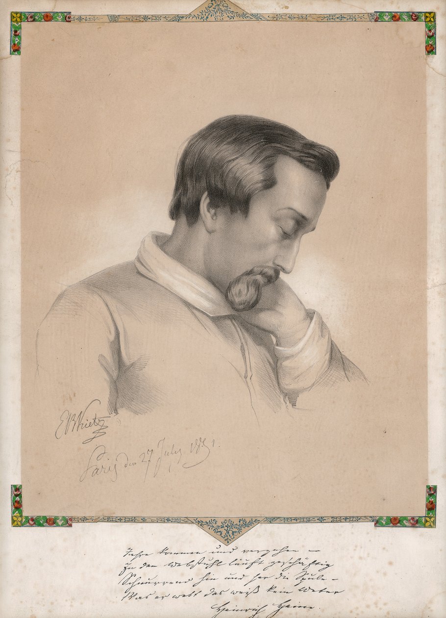 Portrait of Heinrich Heine by Ernst Benedikt Kietz
