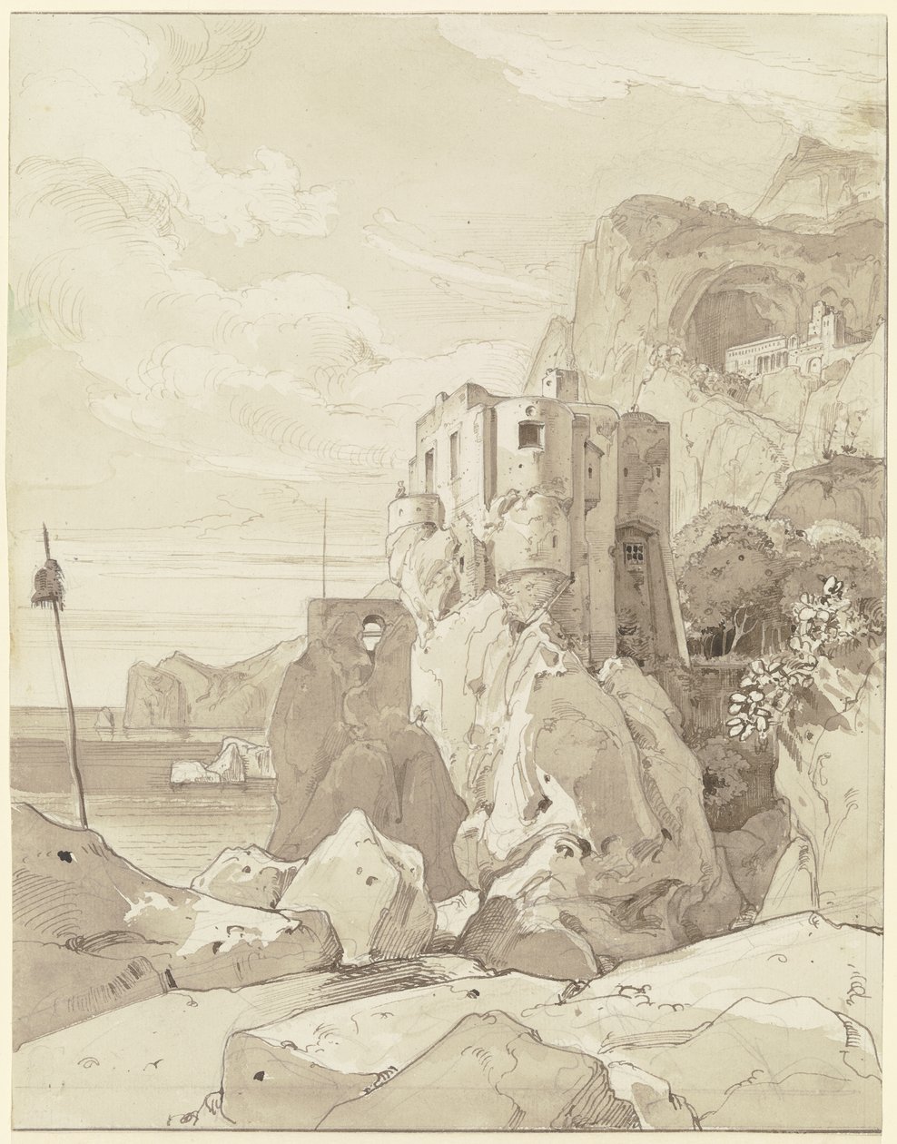 Amalfi, View over a Watchtower to S. Francesco by Ernst Fries