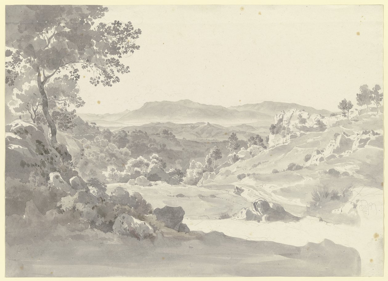 View of Olevano with the Volsci Mountains by Ernst Fries