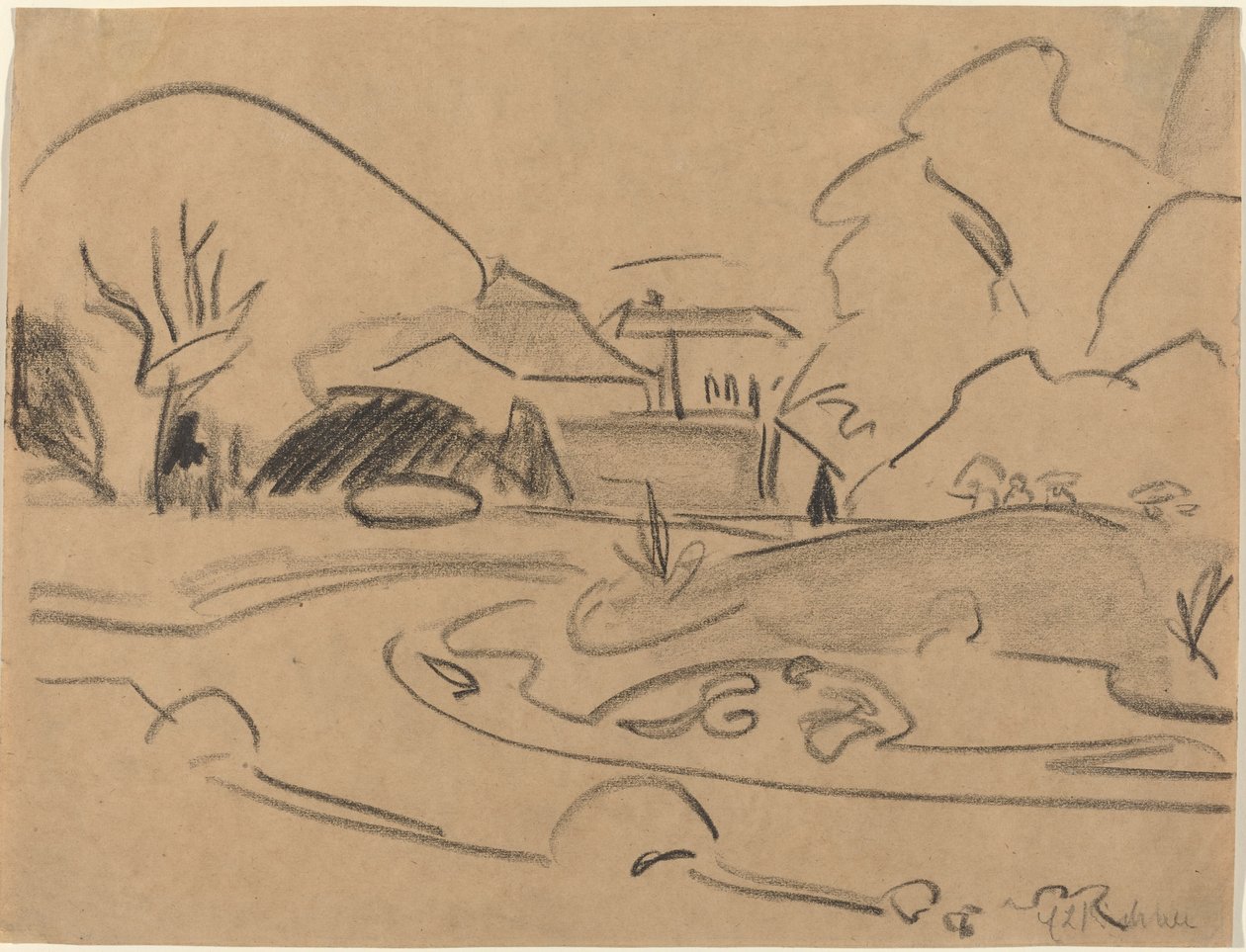 Footpaths and Pavilion in the Dresden Grosser Garten by Ernst Ludwig Kirchner