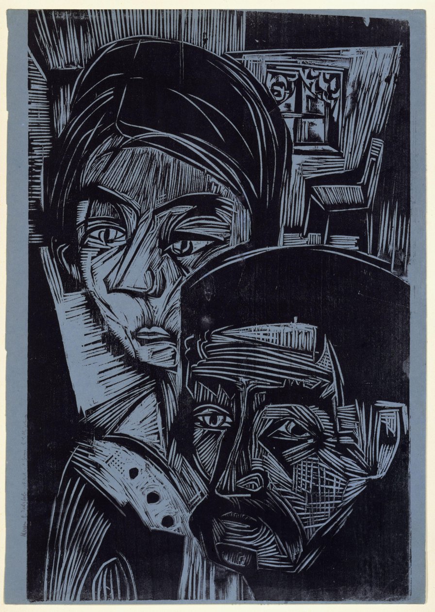Peasant Couple in the Hut (Andres and Annamargret Müller) by Ernst Ludwig Kirchner