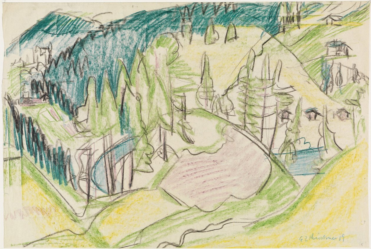 Mountain Landscape with Fir Trees by Ernst Ludwig Kirchner