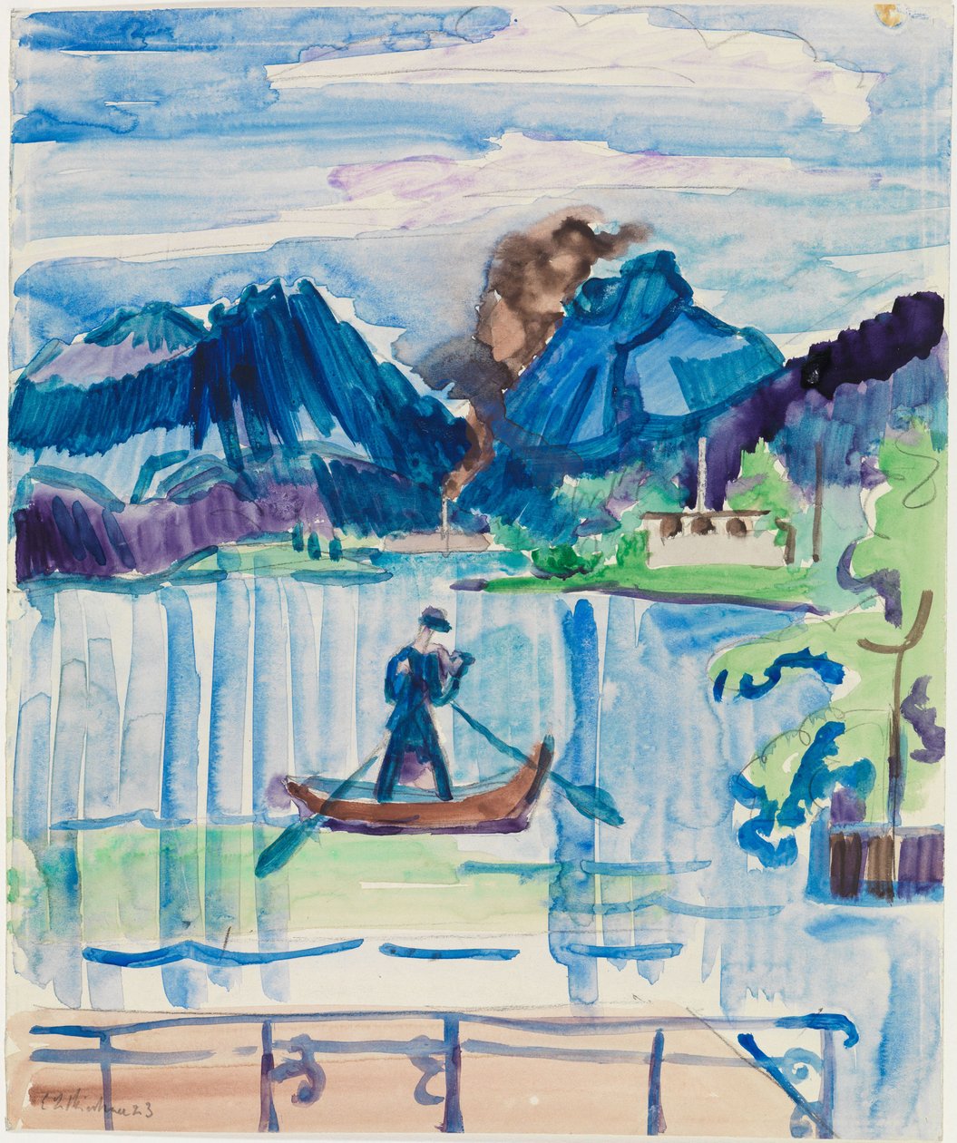 Mountain Lake with Rower by Ernst Ludwig Kirchner