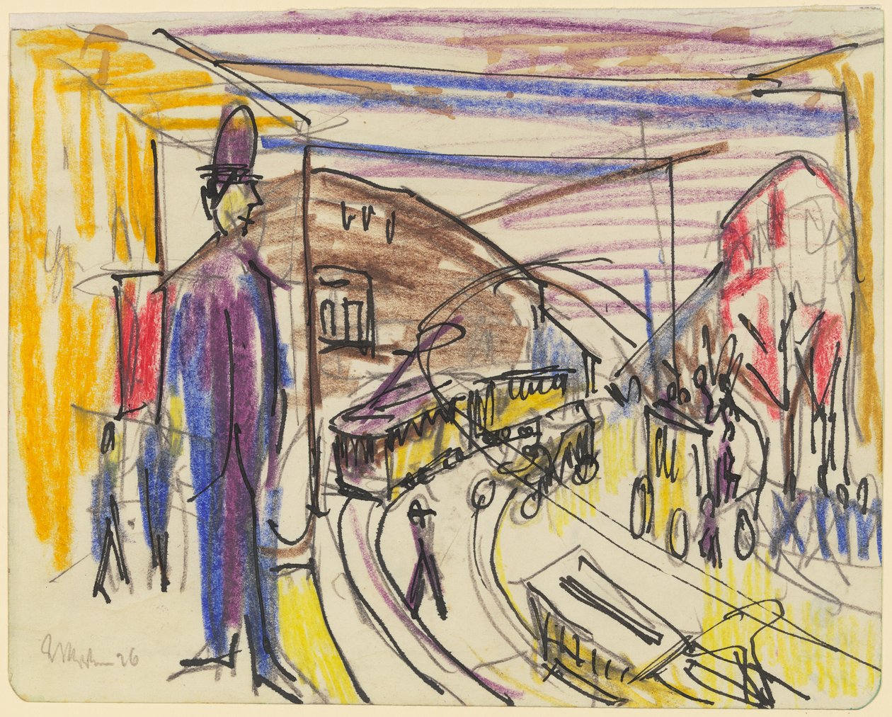 Metropolitan Street with Trams by Ernst Ludwig Kirchner