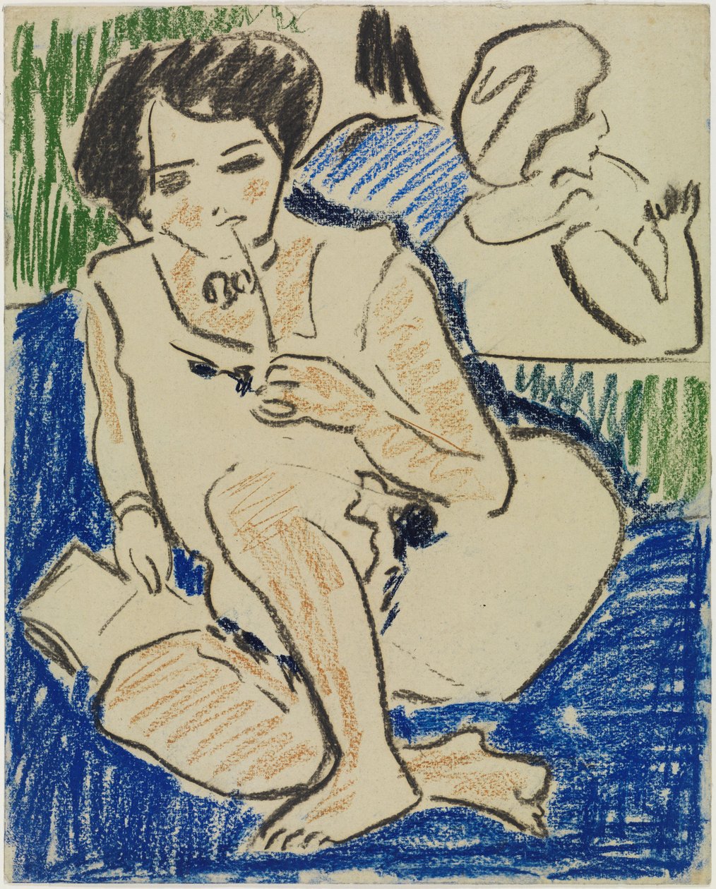Crouching with Book by Ernst Ludwig Kirchner
