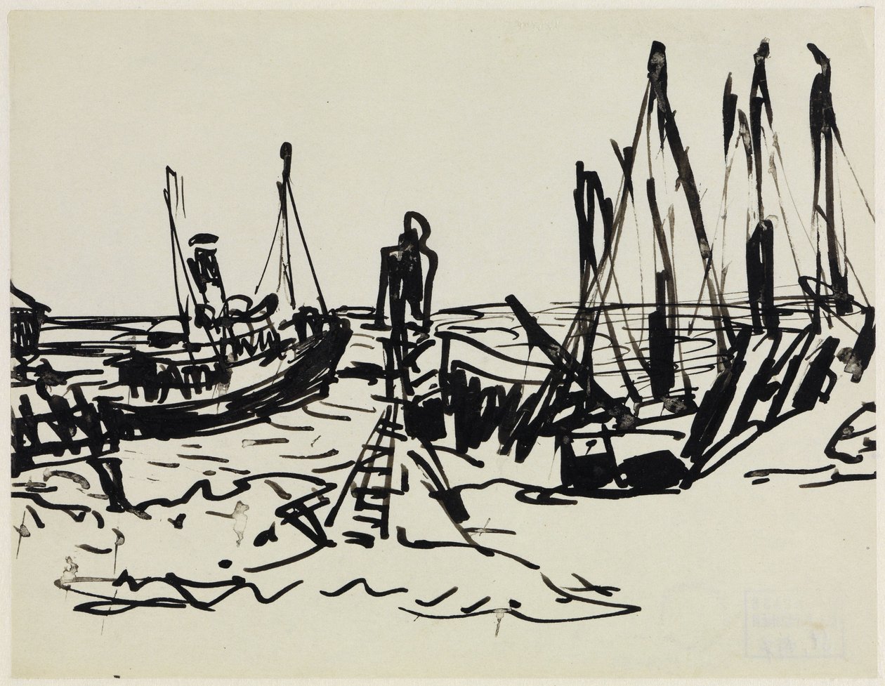 Coastal Steamer and Anchored Boats (Fehmarn) by Ernst Ludwig Kirchner