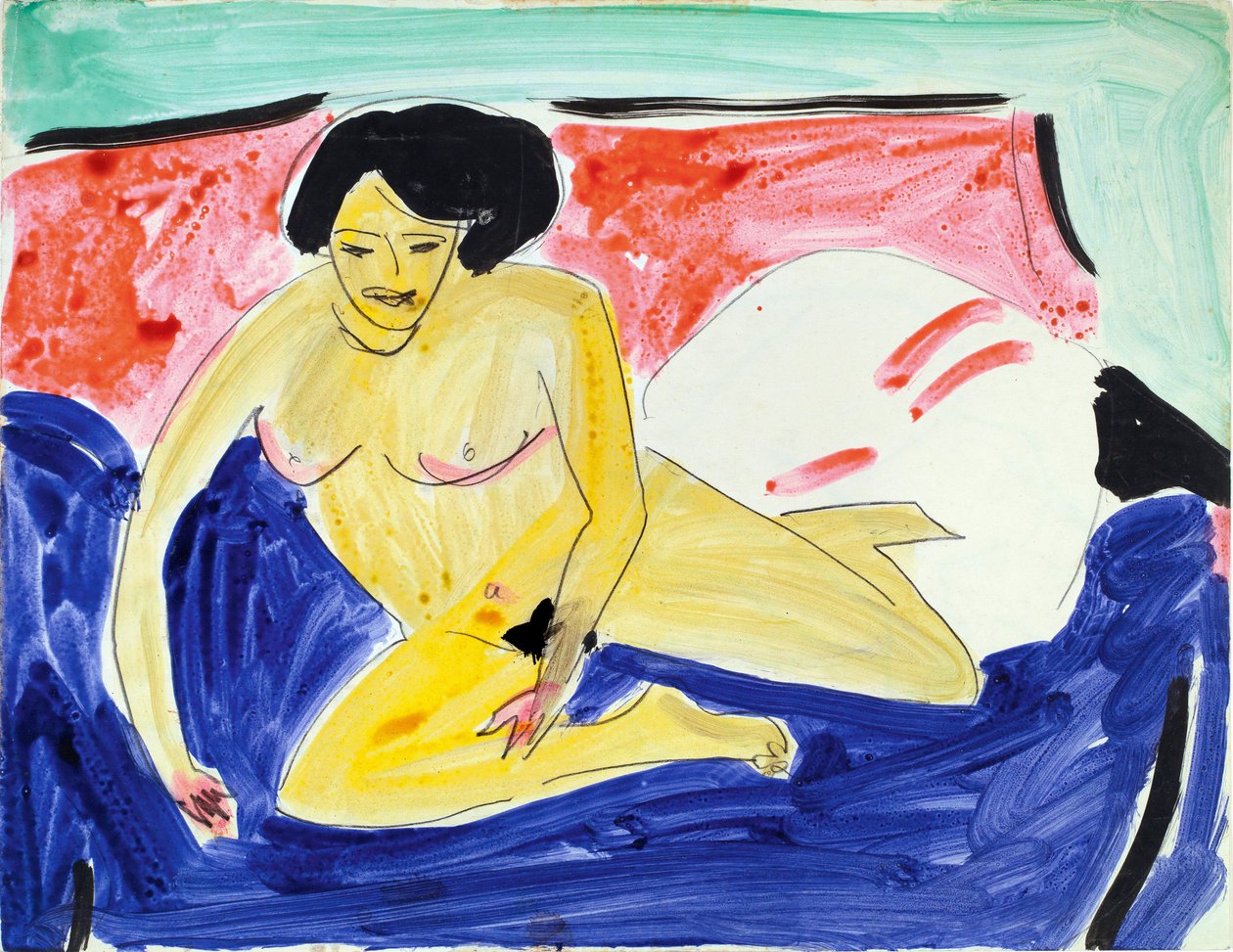 Seated Nude on Divan by Ernst Ludwig Kirchner
