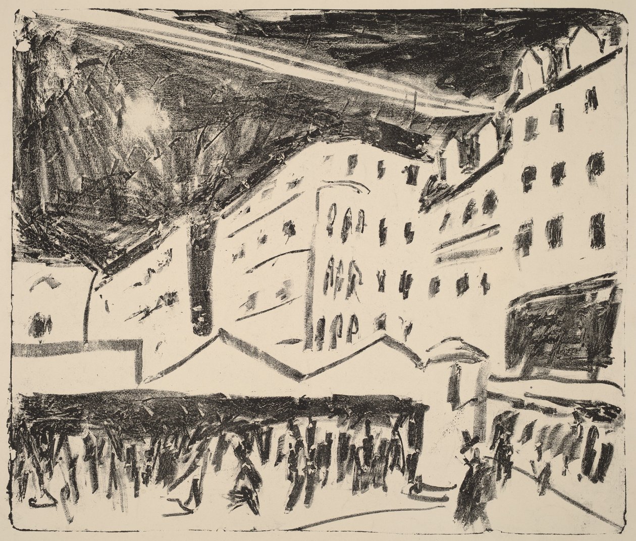 Old Market in Dresden with a Fair by Ernst Ludwig Kirchner