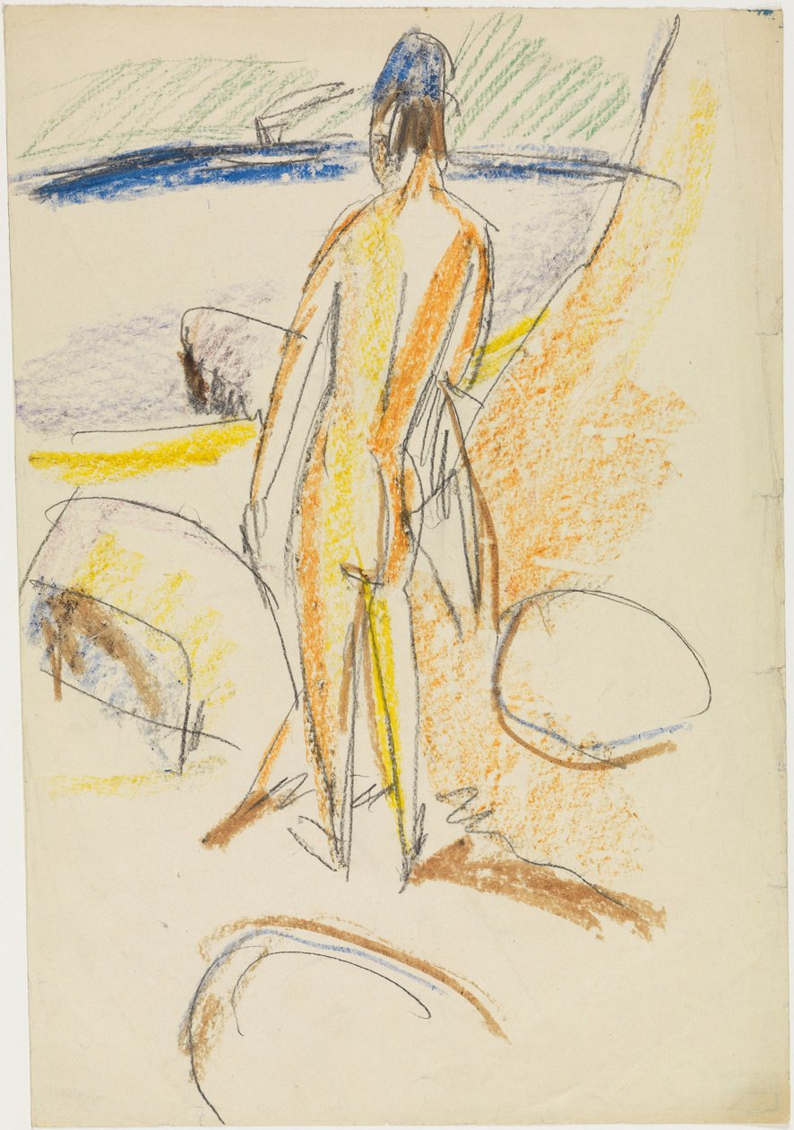 Standing Nude from the Back "By the Stones" (Fehmarn) by Ernst Ludwig Kirchner