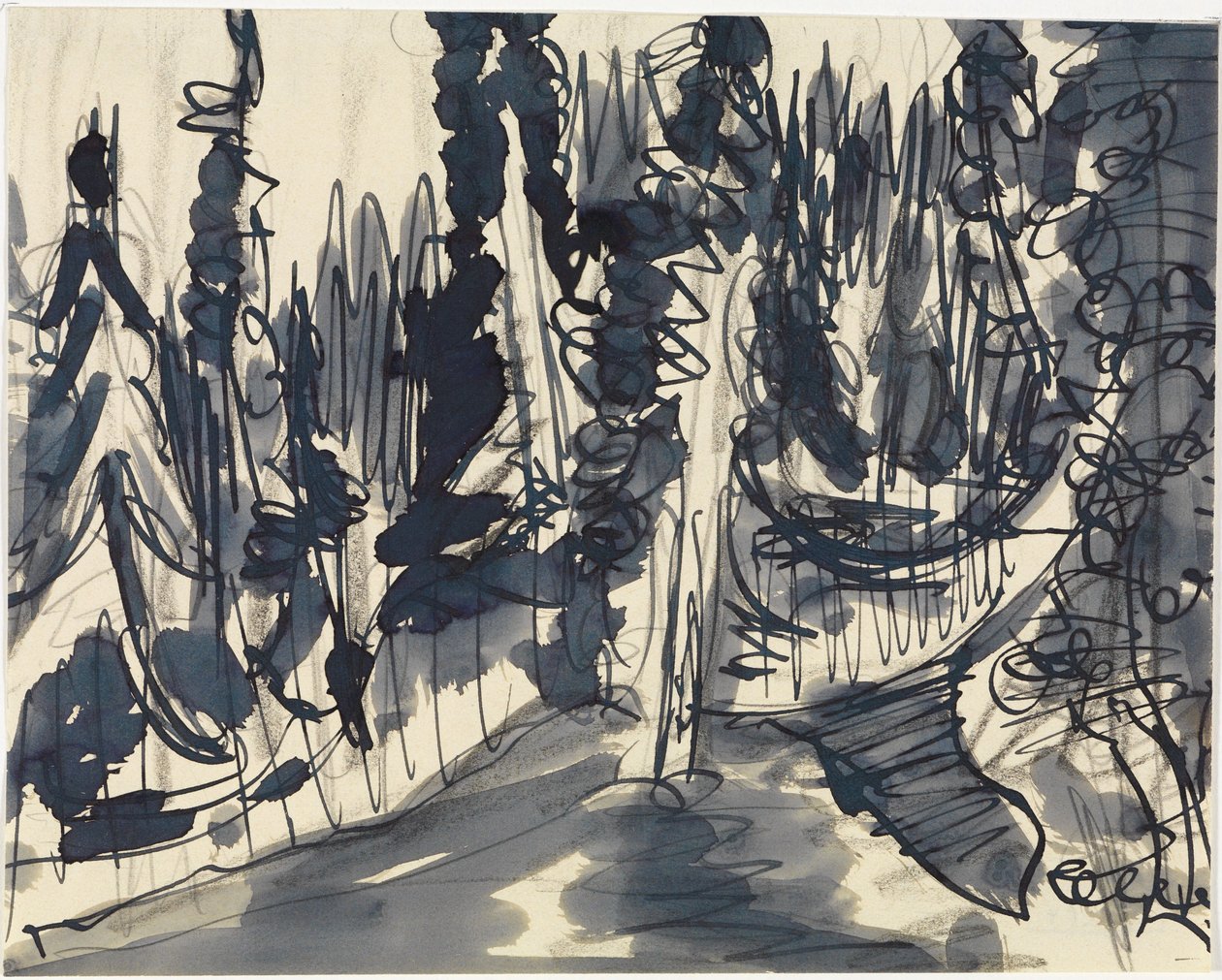 Fir Forest (Mountain Forest Study) by Ernst Ludwig Kirchner