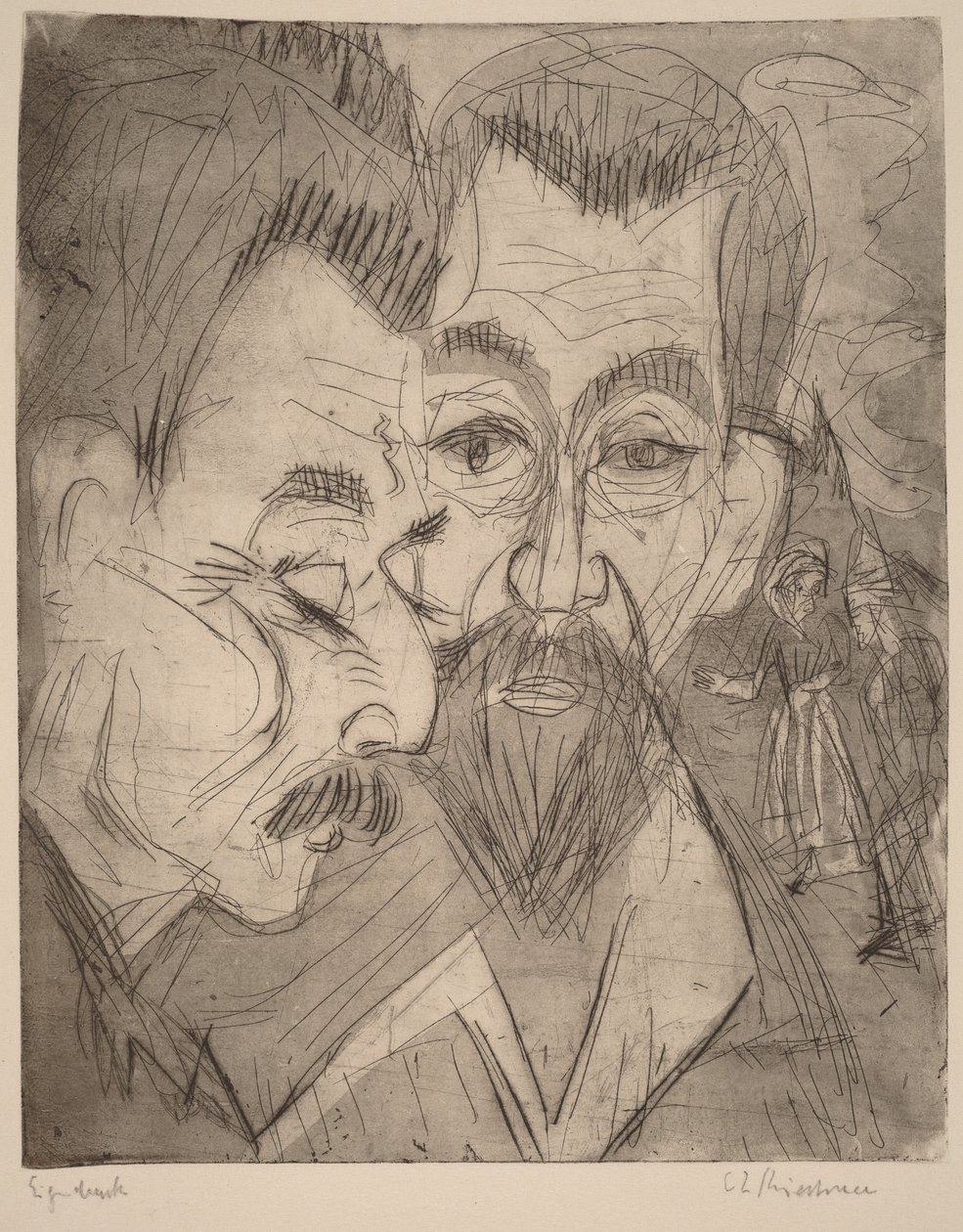 Two Peasant Heads by Ernst Ludwig Kirchner