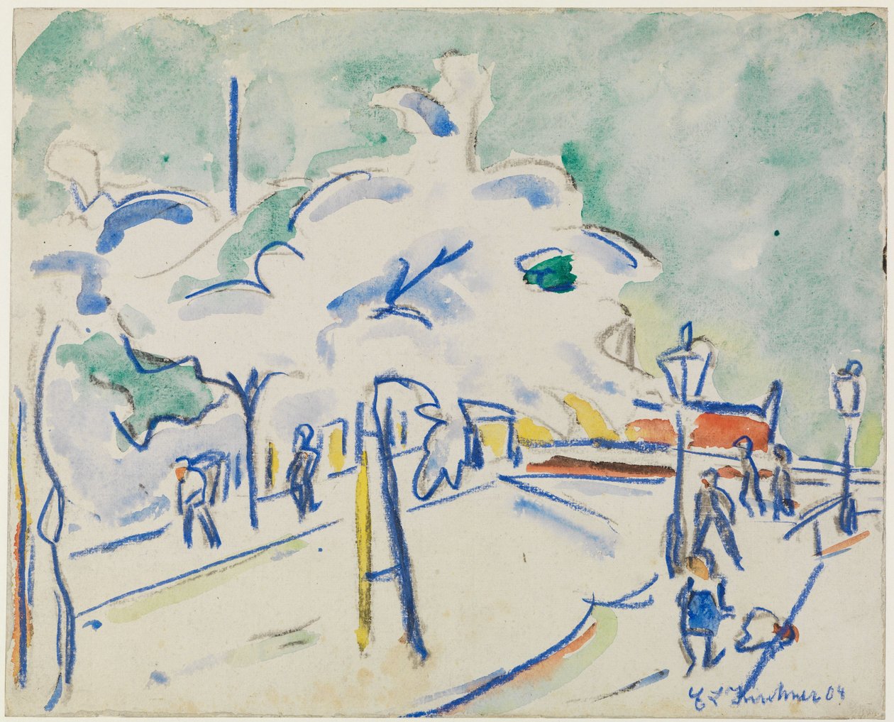 Riverbank with Trees (Dresden) by Ernst Ludwig Kirchner