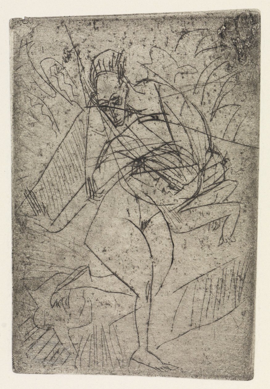 Rape Scene/Three Seated Nudes in the Room by Ernst Ludwig Kirchner