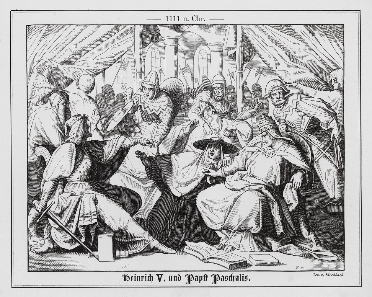 Pope Paschal II taken prisoner by King Henry V of Germany by Ernst Sigmund Kirchbach