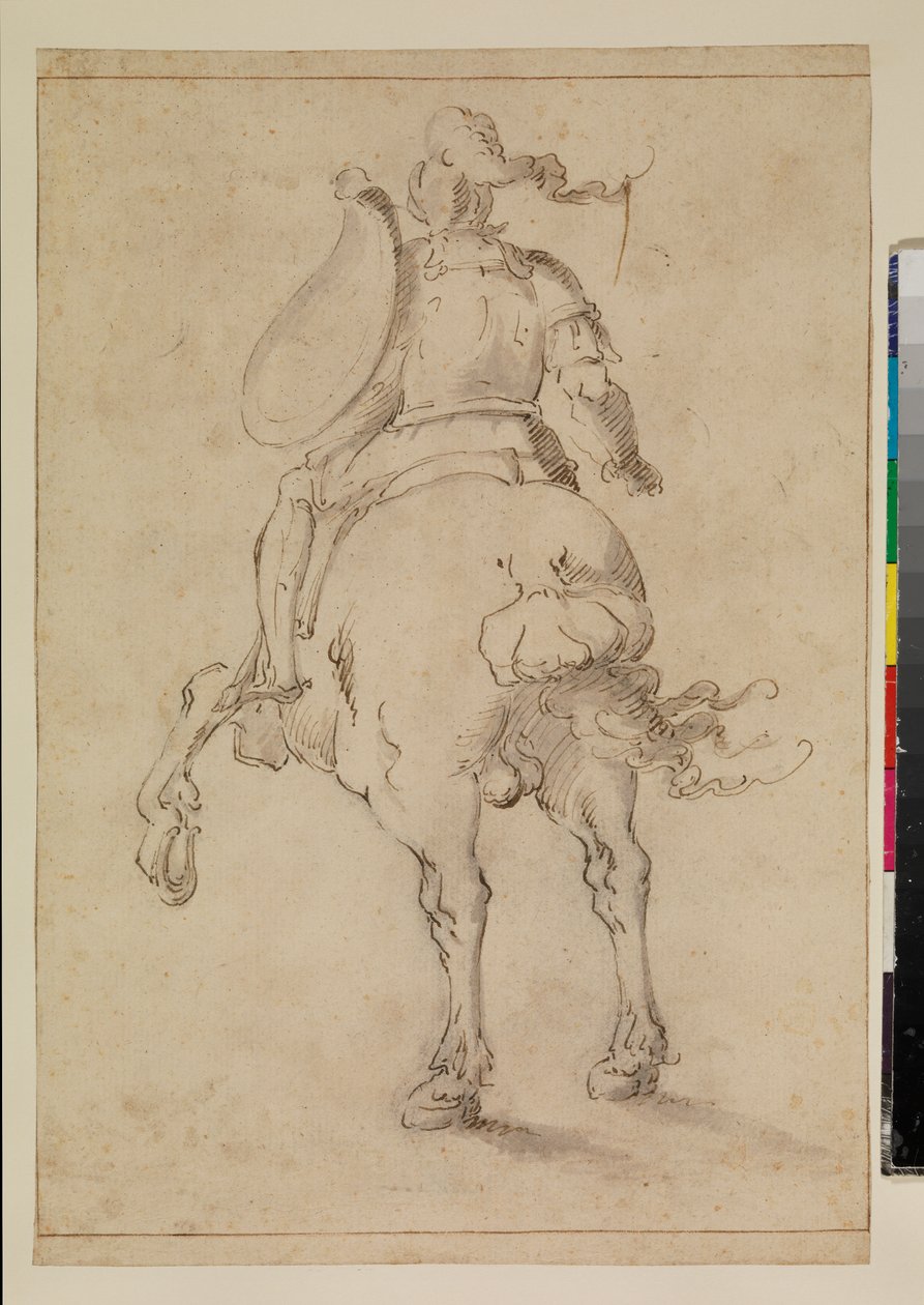 Mounted soldier seen from behind by Esteban (circle of) March