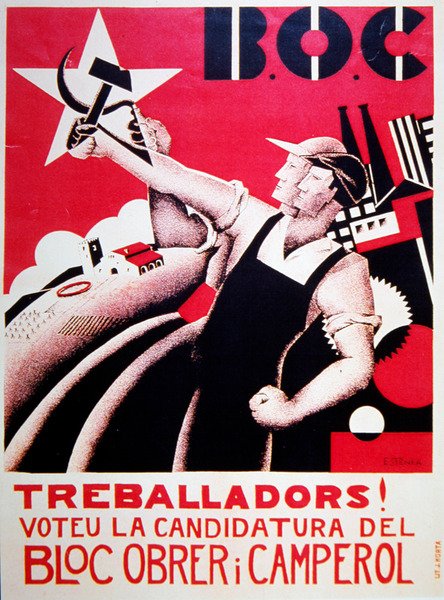 Election Poster for Bloc Obrer i Camperol (BLOC) c.1935 by Estenka Estenka
