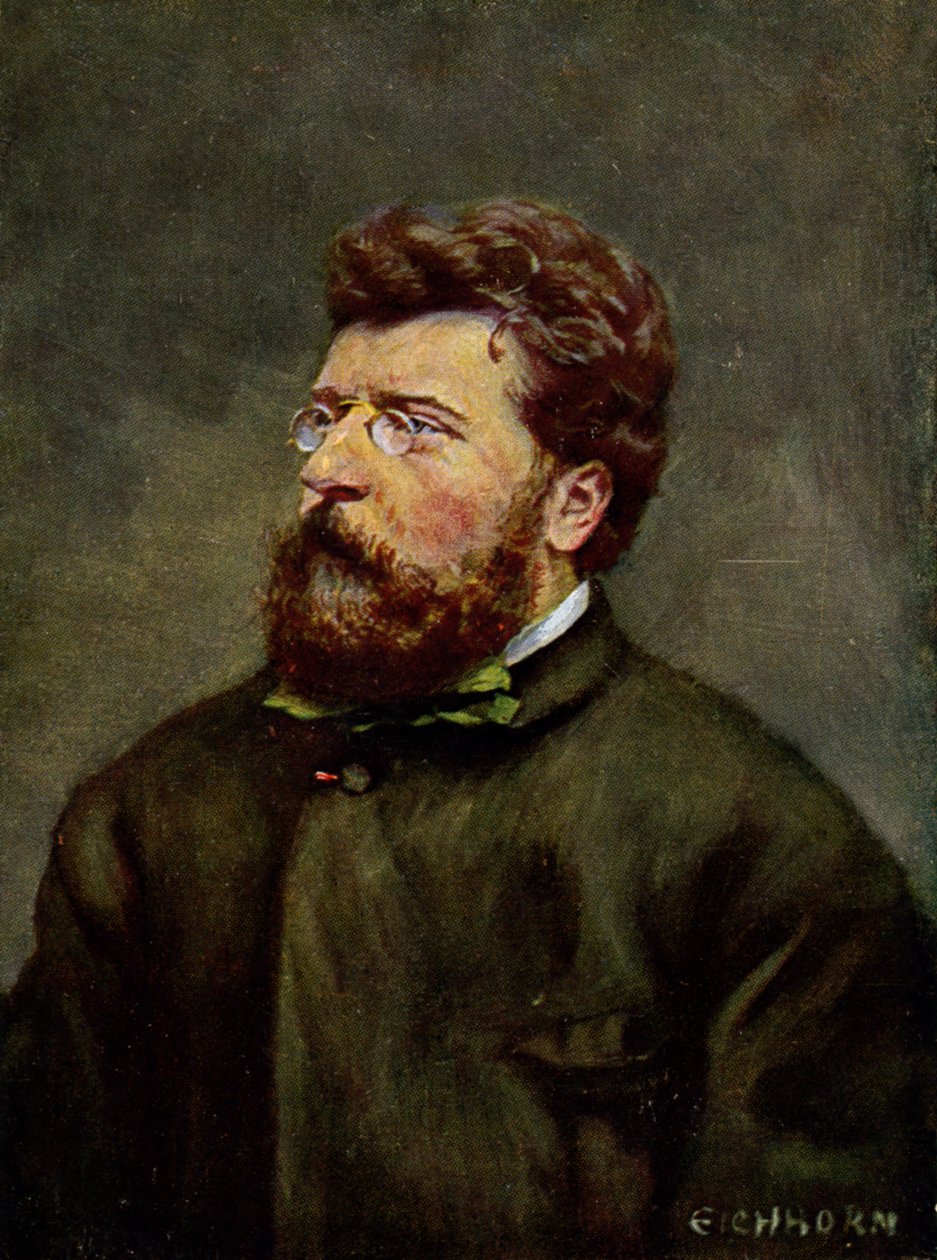Music. The French composer Georges Bizet. Illustration by Georges Bizet, Austria, c.1900 by Etienne (after) Carjat