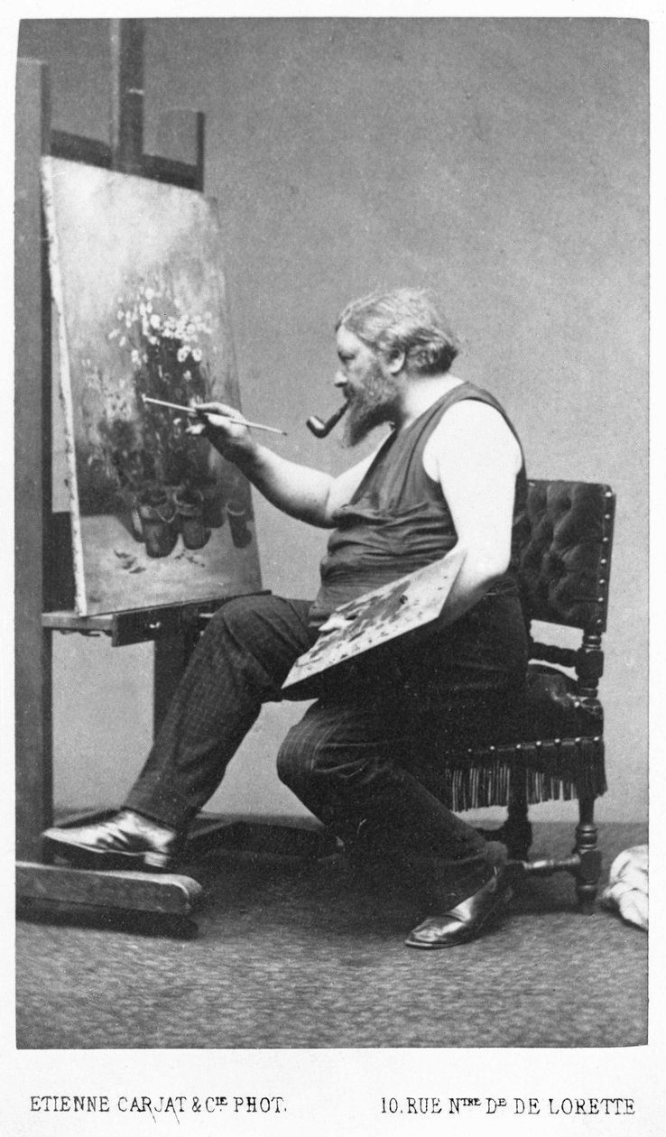 Gustave Courbet painting his easel by Etienne Carjat