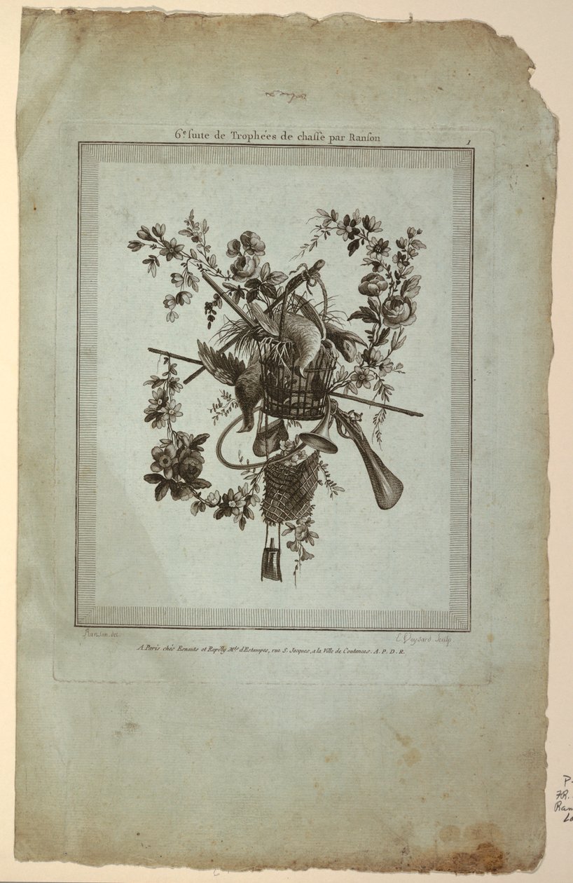 Trophy with Implements of the Hunt, Plate 1 from 
