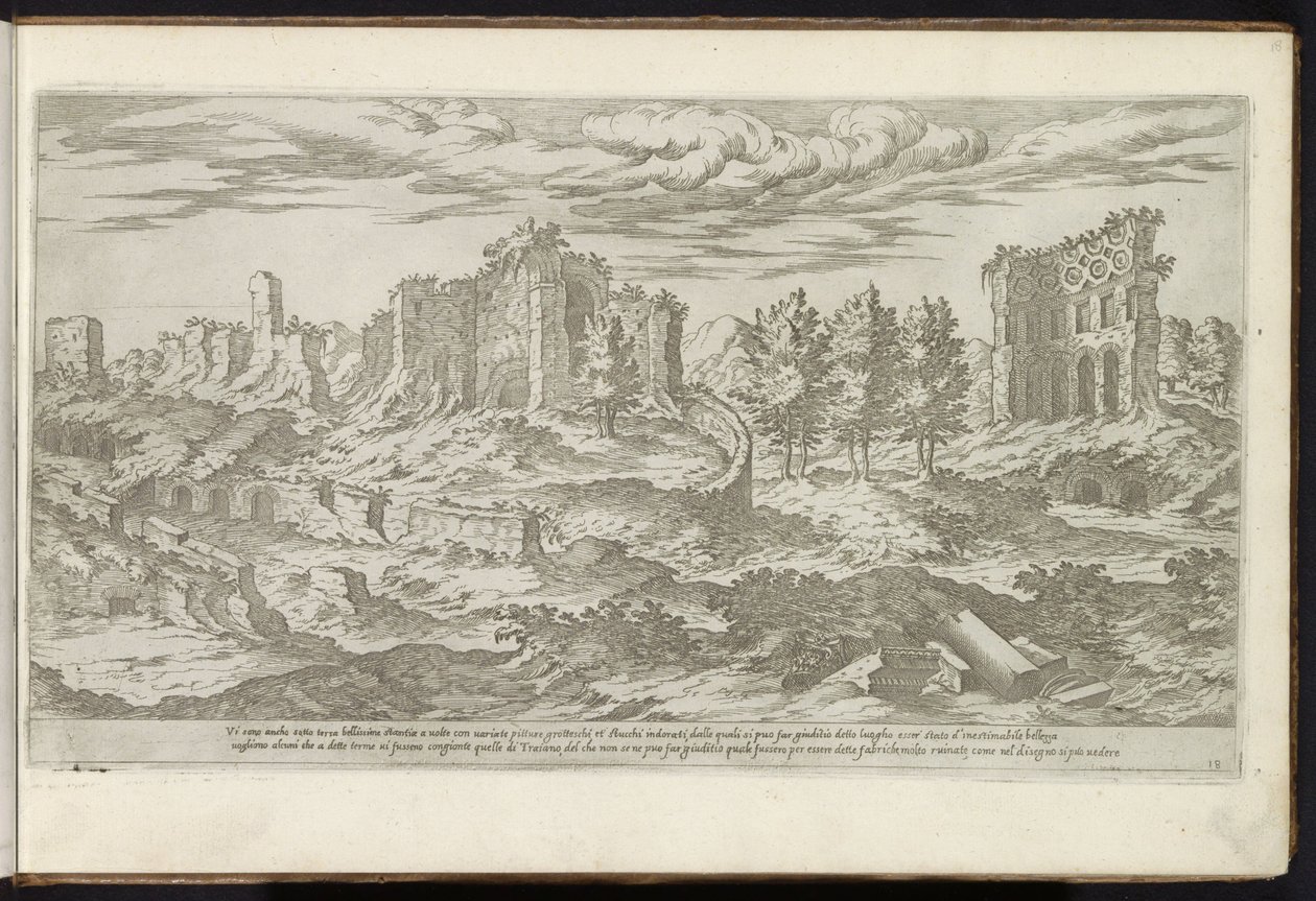 Ruins of the Baths of Trajan in Rome by Etienne Duperac