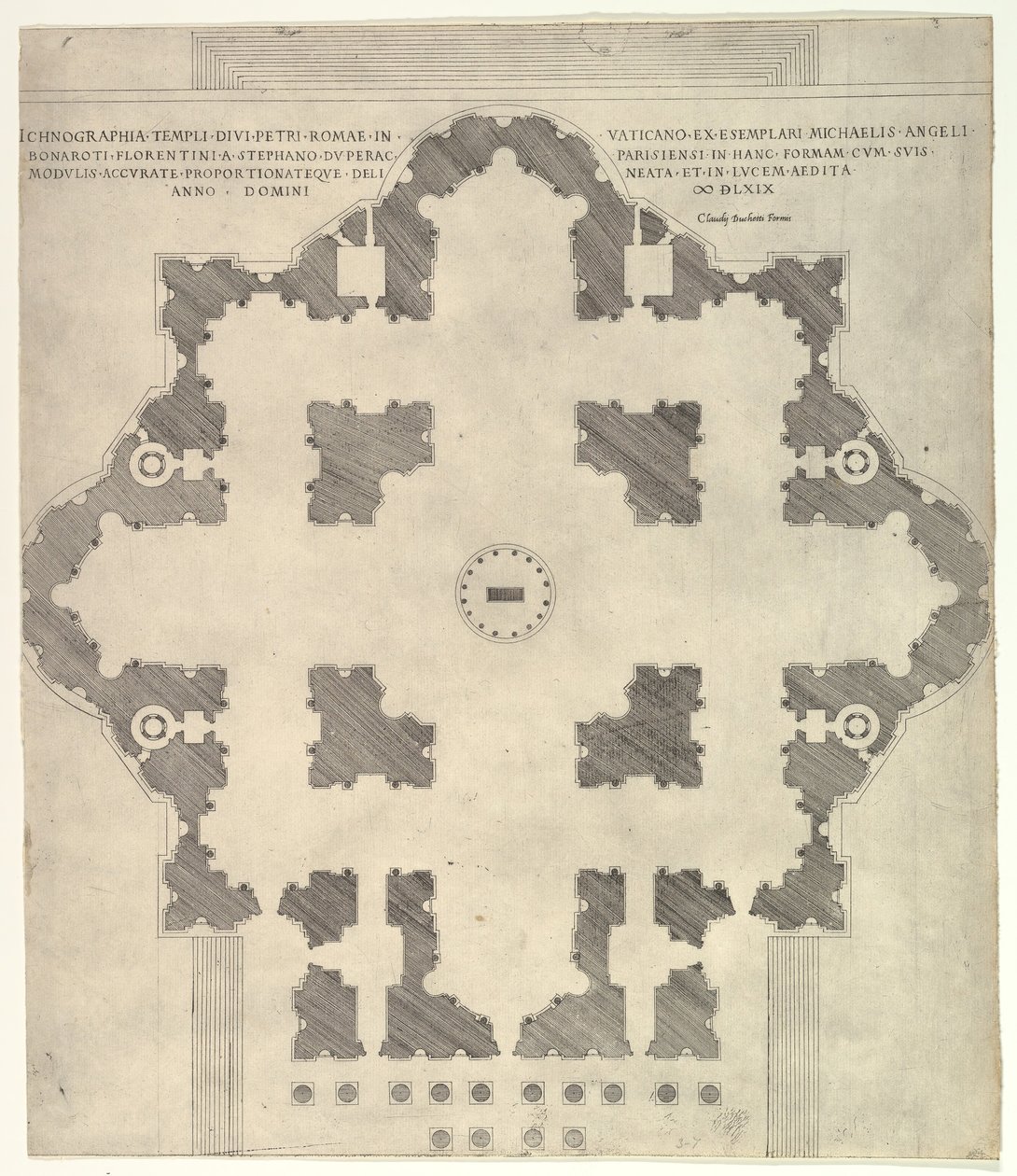 Speculum Romanae Magnificentiae: Plan of St. Peters by Etienne Duperac