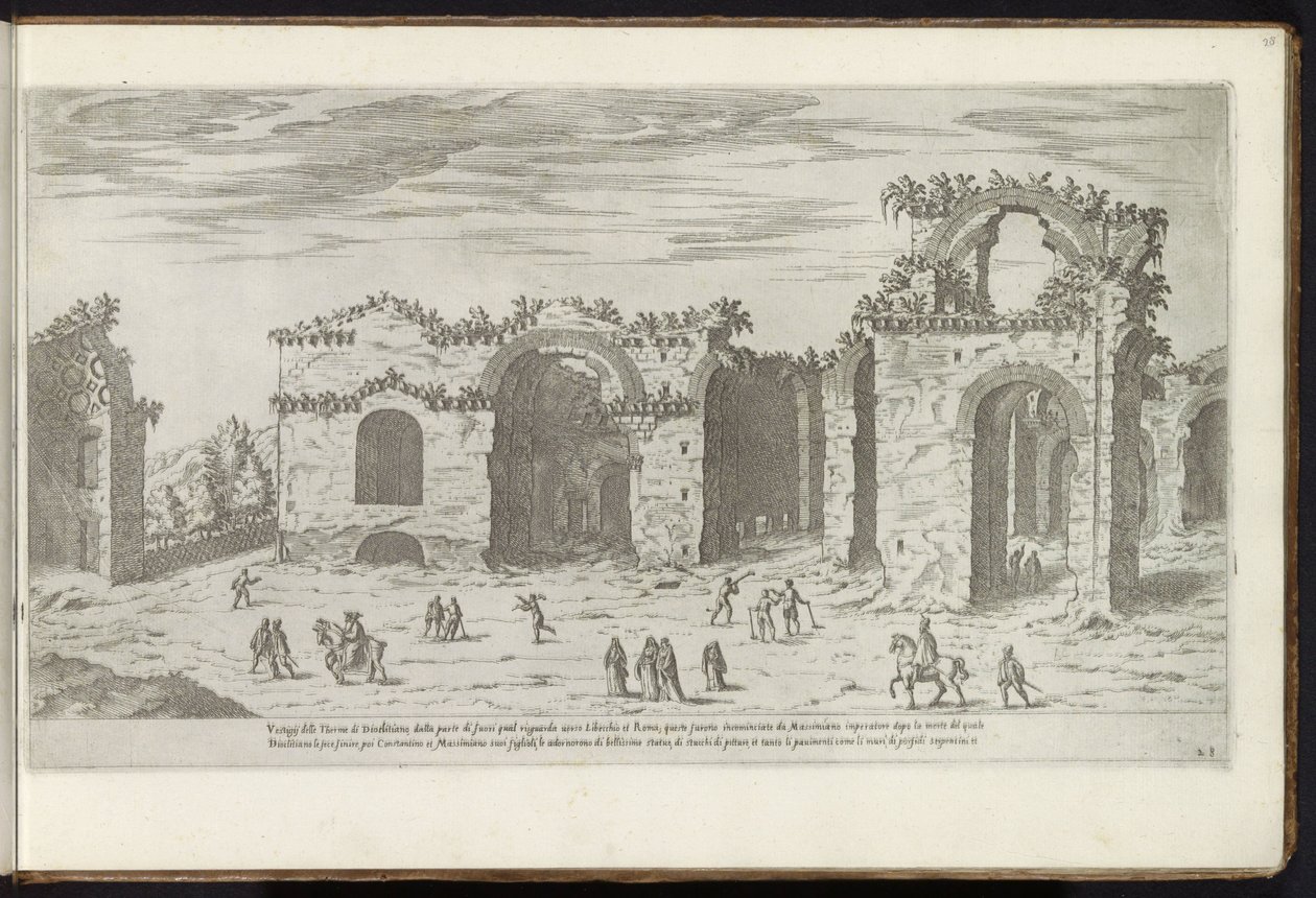 Baths of Diocletian in Rome (series title: Buildings from Antiquity) (series title on object: The Remains of Ancient Rome Collected and Depicted in Perspective by Stefano Du Perac Parisino) by Etienne Duperac