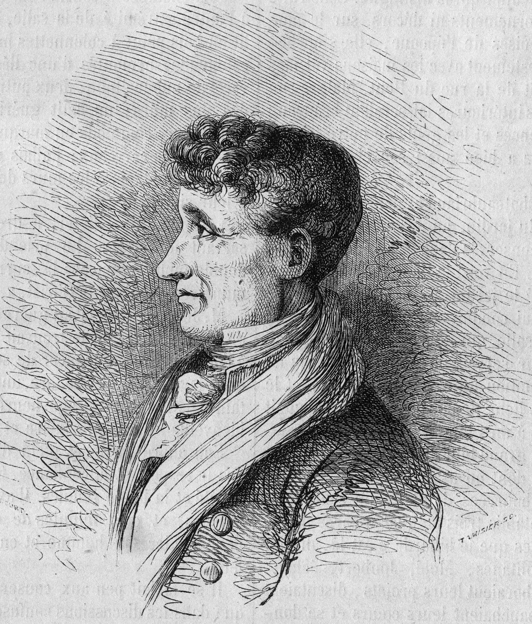 Portrait of Joseph Joubert (1754-1824), French writer. Engraving by Bocour in 