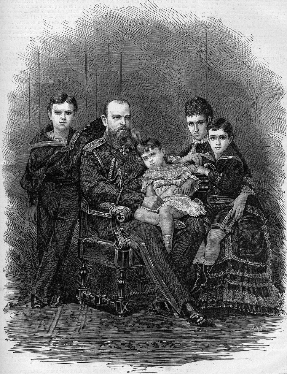 Portrait of the Russian Imperial Family in 1881: Tsar Alexander III and Mary Feodorovna by Etienne Gabriel Bocourt