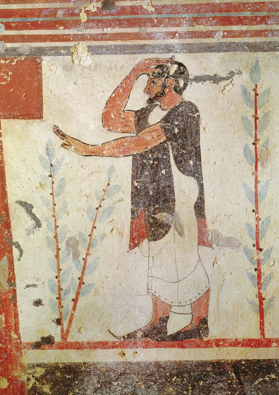Priest Making a Ritual Gesture, from the Tomb of the Augurs, c.530-20 BC by Etruscan