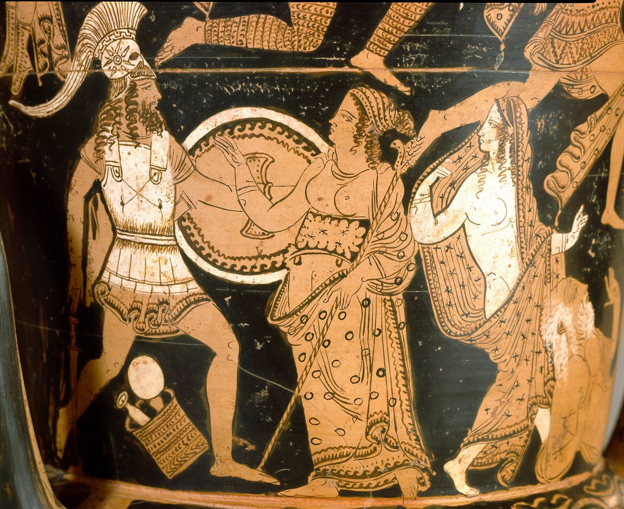 Etruscan antiquity: crater in bell representing the destruction of Troy: (detail) by Etruscan