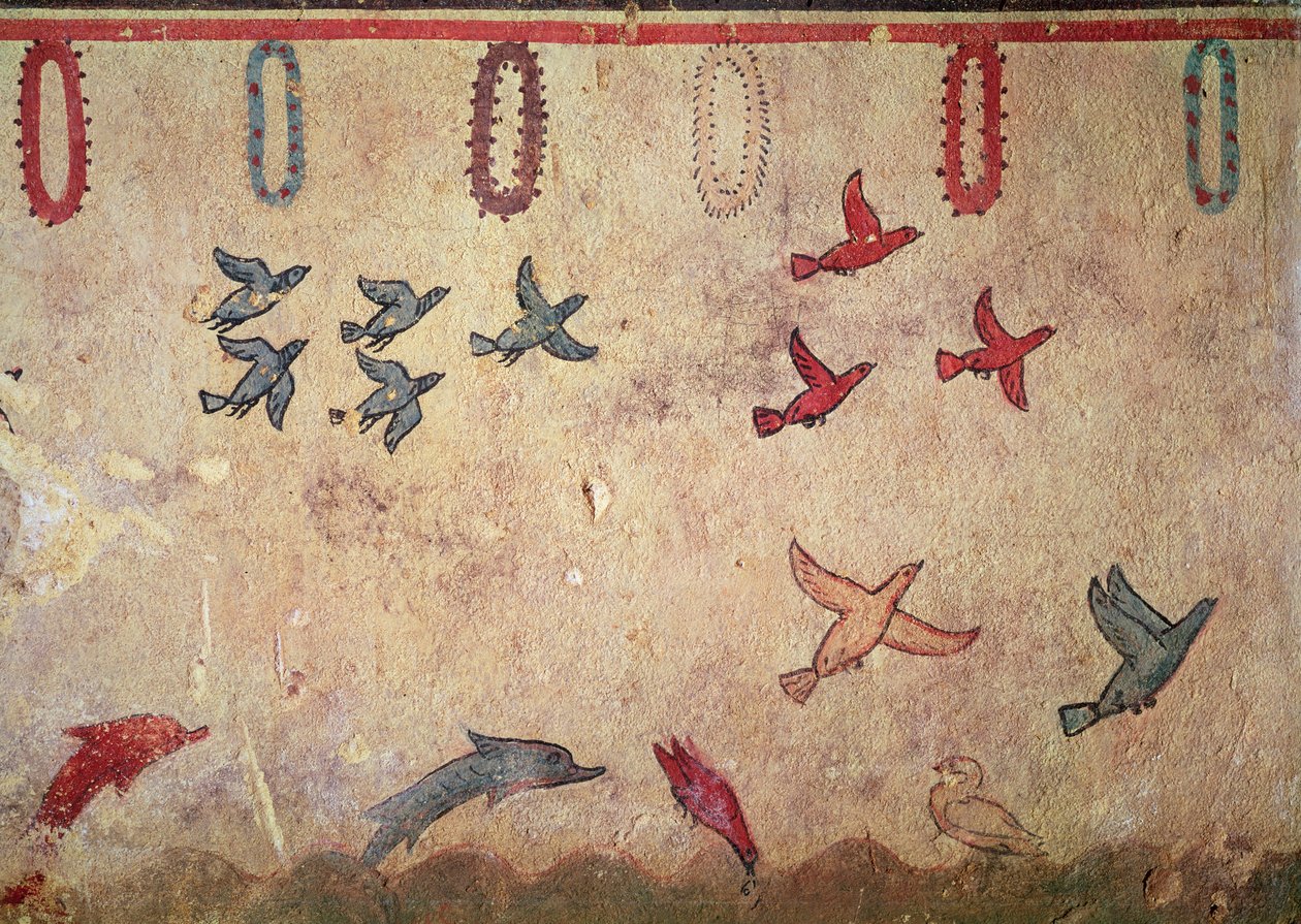 Aquatic Birds and Leaping Dolphins, from the Tomb of Hunting and Fishing by Etruscan