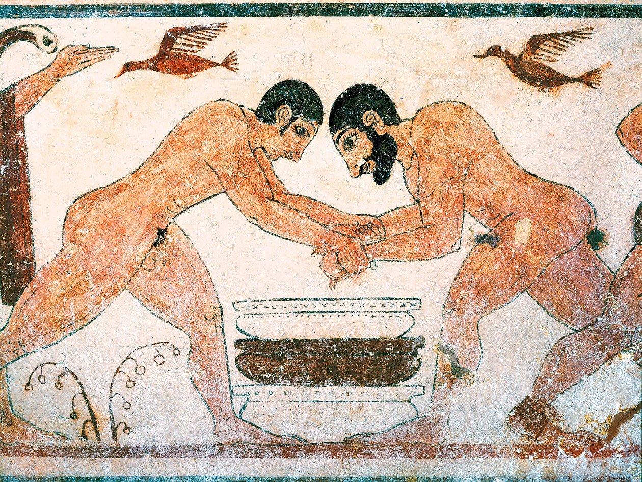 Etruscan Art: Athletes Represented in the Tomb of the Augurs in the Necropolis of Monterozzi Tarquinia, Near Viterbo, Italy by Etruscan