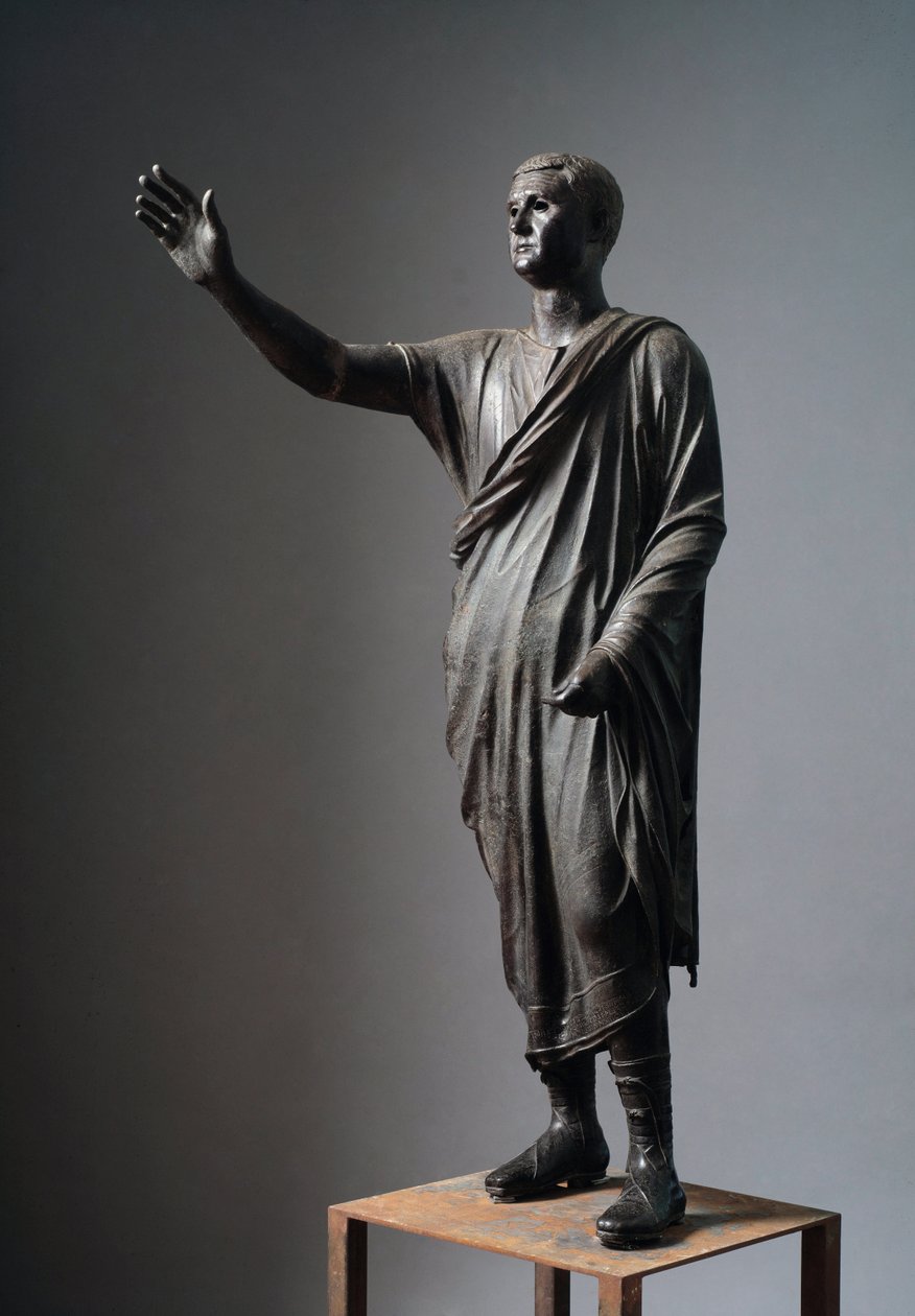Aule Metele (The Orator), Roman Orator - Etruscan Bronze Sculpture, ca. 90-70 BC, from Pila, Italy by Etruscan