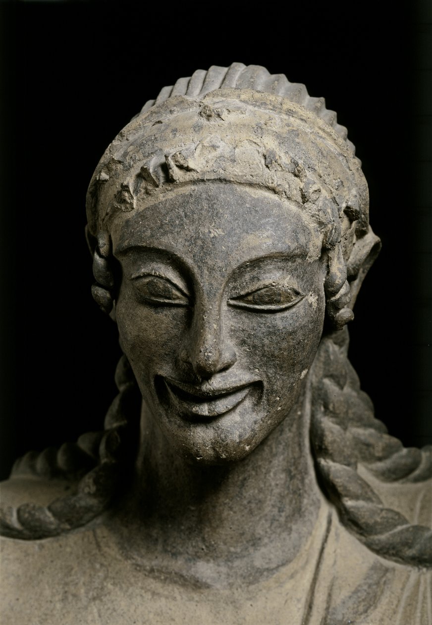 ETRUSCAN ART: Apollo (detail). c. 510-490 BC. From Veii, sanctuary by Etruscan