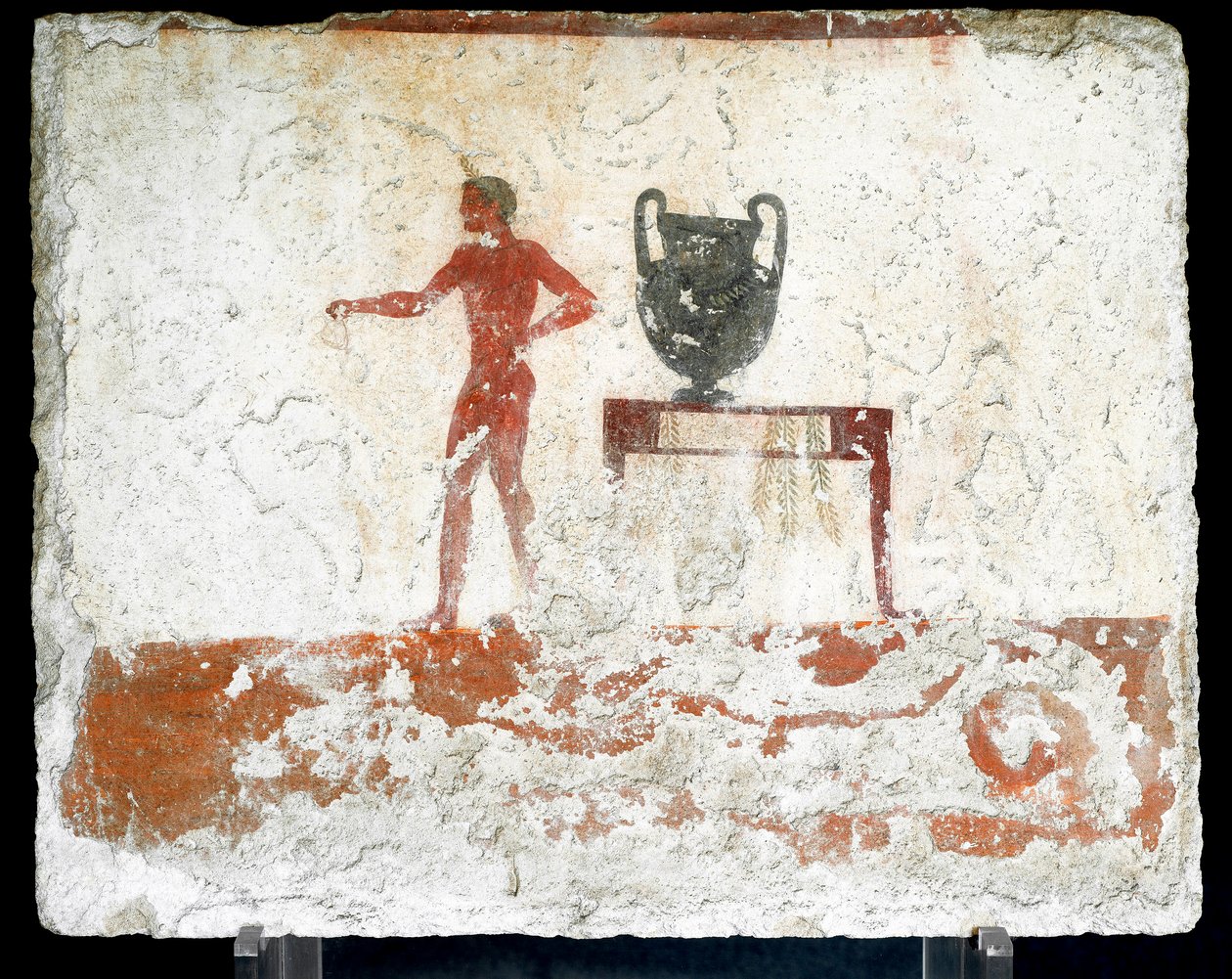 Etruscan Art: A Young Naked Ephebe Near a Table with a Vase by Etruscan