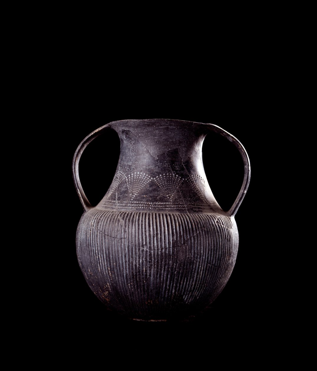 Etruscan civilization: black bucchero amphora, from Veio, necropolis of Monte Michele, Italy - 7th century BC by Etruscan