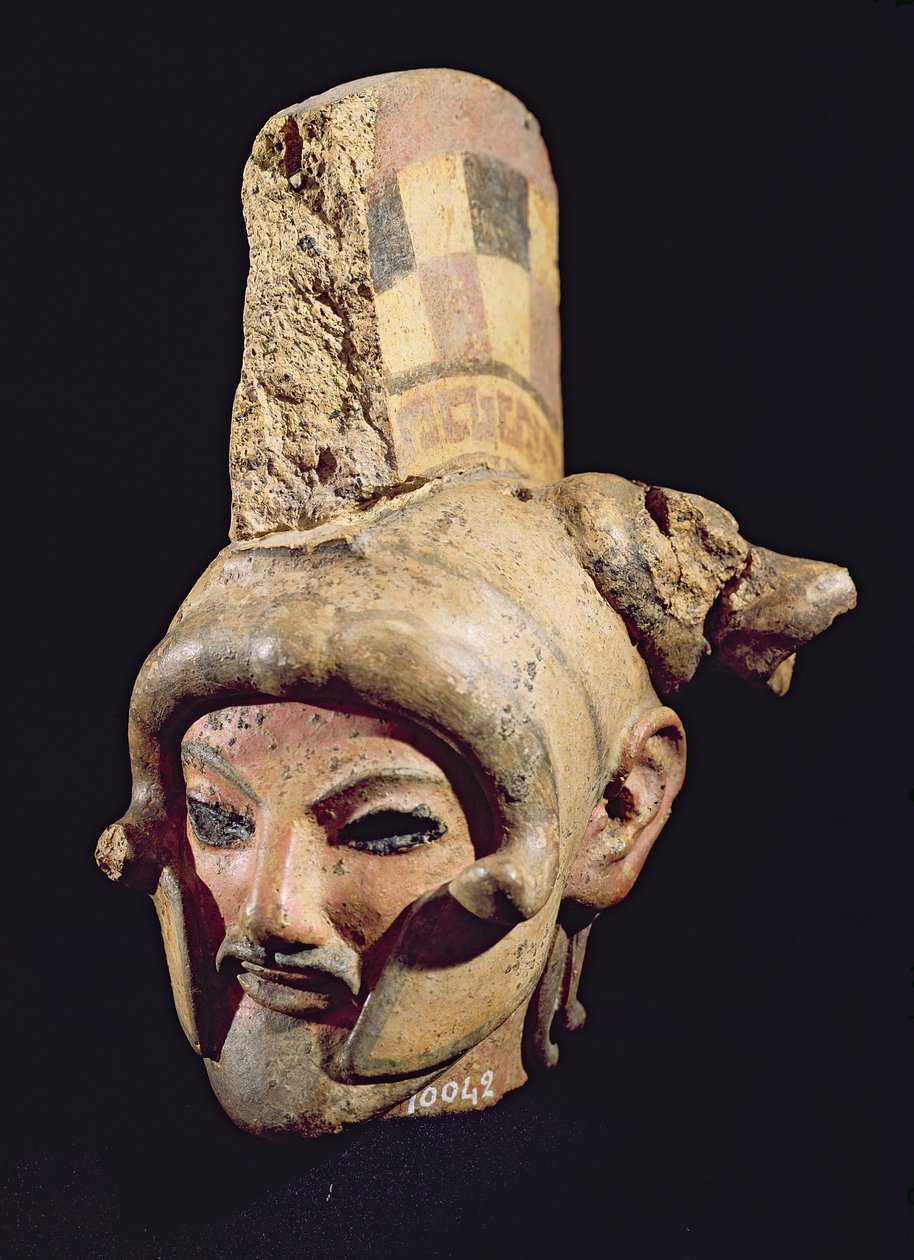 Head of a warrior wearing a helmet, from Satricum by Etruscan